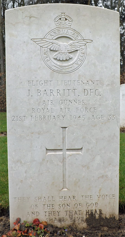 F/Lt John Barritt<br/><br /><br />died February 21st, 1945